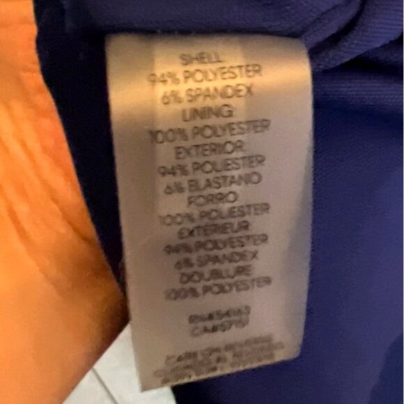 Calvin Klein Off-Shoulder Sheath Blue Dress Size 14 Ruffled 3/4 Sleeves EUC - Picture 5 of 14